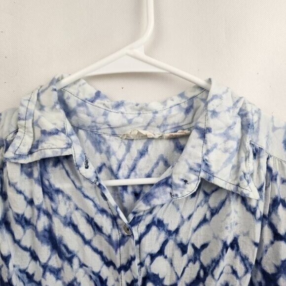 Beaches & BOHO Womens Tunic Top Medium Blue White Tie Dye Coastal Resort Hippie - Picture 5 of 9